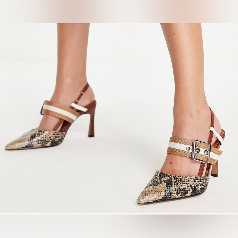 ASOS DESIGN Wide Fit Sasha sporty mid heeled shoes in multi